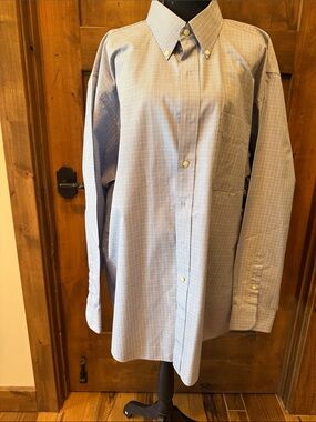 Jos. A. Bank Light Blue Windowpane Button-Down Dress Shirt